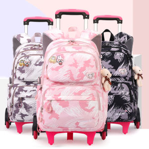 New 6-wheel Trolley Schoolbag Pupils Grades 3-6 Waterproof Wear-resistant Fashion Detachable Backpack