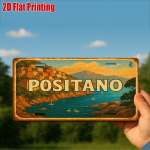 2D Flat -1pc Vintage Metal Plaque for Decorative Purposes Only Outdoor Sign & Wall Decor Positano Aluminum Sign Home