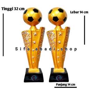 Piala / Trophy Bola Emas Motif Batik Unik Asthetic Murah