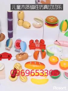 Đồ chơi rau củ quả thực phẩm nấu ăn bằng gỗ dính nam châm cao cấp cho bé