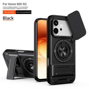 szhaiyu | Magnetic for Honor 600 Pro Honor 600 Lite Phone Case Cover Rotatable Slide Camera Protection Ring Stand Shockproof Capa Funda