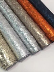Metal Embossed Leather Fabric C5255 Top Layer Cowhide Genuine Leather Tangcrape Pattern DIY Leather Goods Material Medium Thickness