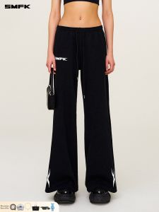 SMFK | Fashionable Loose-fitting Drawstring Adjustable Mid-low Waist Cotton Sport Pants
