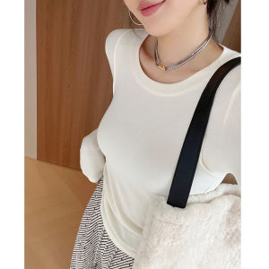 Áo Thun Dài Tay Ôm Vừa Vặn Mùa Thu Đông Cho Bà Bầu Áo Lót Lót Lông Cừu Cổ Tròn Tay Dài Thường Ngày Không Có Thương Hiệu