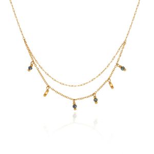 Tassel Vintage Green Antique-Shaped Diamond Pendant Chain Necklace • Waterproof Non Tarnish Faded Jewelry • 18K Gold Plated 316L Stainless Titanium Steel for Women NL257