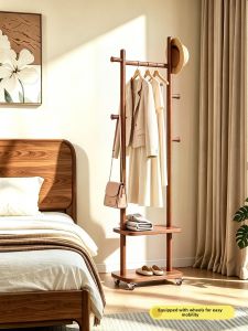 TINGXU | Portable Antique Style Solid Wood Clothes Rack