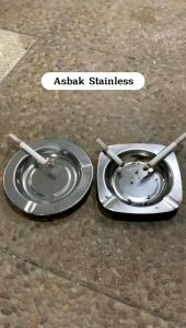 Asbak Rokok Stainless Steel - Round Ashtray Bentuk Bulat dan Kotak