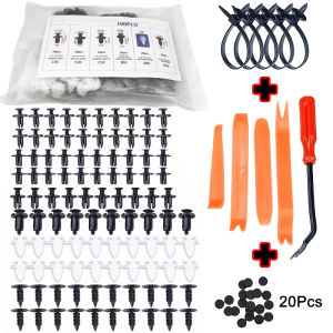 Auto Fastener Clip Kit Plastic Rivets Car Bumper Retainer with Removal Tool Bumper Door Trim Panel Retainer Car Interior Clips