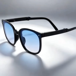 Folding SunglassesGradient Lens Sun GlassesUV400With Mini Glasses Case Portable Folding Cermin Mata Hitam Lipat