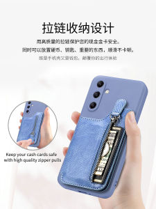 Zipper Wallet Style Phone Case for A54 A34 A14 A25 A32 A23 A15 A73 A55 A72 A04 with Stand Protective Cover Silicone Leather Simple Design
