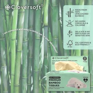 [Cloversoft Official] Compact Unbleached Bamboo Tissue 3ply [110 sheets]