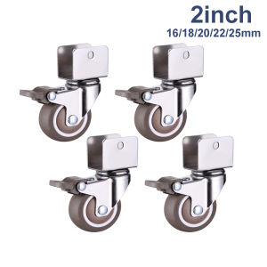 4Pcs Furniture Casters 2 inch crib Casters Cabinet Clamp with Brake Wheels Soft Rubber Swivel Caster Furniture Hardware Fittings