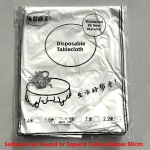Disposable Plastic Tablecloth round Rectangular Thickened Printed Restaurant Banquet Tablecloth Catering Business Square Tablecloth