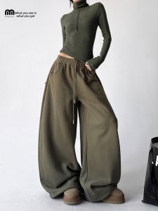 MUYUZI | American Style Winter Warm Jogger Trousers Loose Drop-crotch Pants
