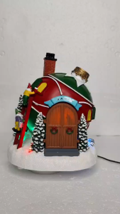 SCHKEY l FC502 Santa Claus House Decoration with Lights and Snow Base Festive Decoration