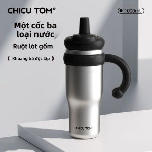 Qigutang | Bình nước giữ nhiệt dung tích lớn có ống hút thiết kế thời trang nhỏ gọn và lý tưởng cho du lịch.