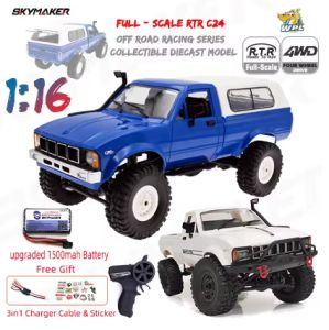 JDD[Fast Delivery][Original Available] Full Scale Wpl C24-1 Rc Car 1:16 2.4g 4wd Rock Crawler Electric Buggy Climbing Truck Led Light On-road 1/16 For Kids Gifts Toys