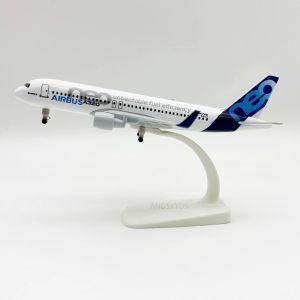 20CM A320 NEO Prototype Alloy Simulation Static airplane toy metal Model Aviation Ornament With Wheels Model Collection Display