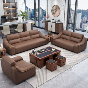 New Arrival Genuine Cowhide Latex Office Sofa Tea Reception Room Business Meeting Negotiation Minimalist Modern Multi-Person Three-Person