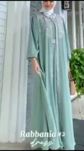 T & M-Savina Gamis Abaya Bordir 2 Layer Baju Lebaran Muslimah Terbaru Warna Putih Gamis Ceruty Bordir