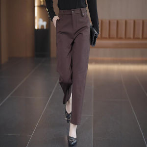 กางเกงขายาวทรงตรงสำหรับผู้หญิง กางเกงขายาวทรงหลวมสบาย ๆ ทรงหลวม ทรงเข้ารูป เอวสูง กางเกงขายาวทรงฮาเร็มสำหรับใส่ไปทำงาน