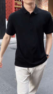 Muse Harbor สะดวกสบายและระบายอากาศอเนกประสงค์สำหรับผู้ชายเสื้อโปโลเสื้อสำหรับนักธุรกิจสีขาวดำแบบเรียบง่าย เสื้อดำ เสื้อโปรโล