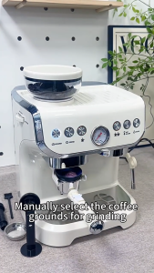 Ksrain เครื่องชงกาแฟอิตาลี ใช้ในบ้าน ขนาดเล็ก พร้อมเครื่องบดในตัว แรงดัน 20 บาร์ กำลังไฟ 1450 วัตต์ มีการรับประกัน 3 ปี