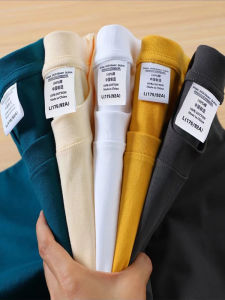 American Style Heavyweight Pure Cotton Short Sleeve T-Shirt Mens Loose Fit Large Size Solid Color Base Shirt for Couples