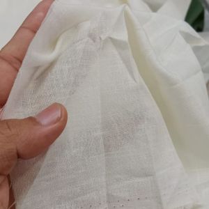 Bahan Kain Linen Katun Tipis Warna Broken White Harga 05m