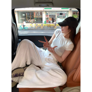 Quần Ống Rộng Cạp Cao Bằng Vải Lanh Rộng Rãi Cho Nữ Mùa Hè 2025 Quần Dài Ống Đứng Thoải Mái Rộng Rãi Dài