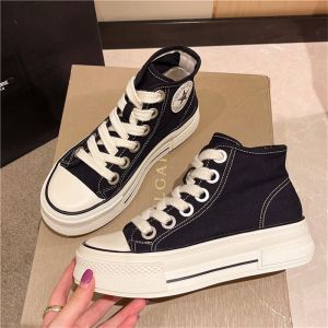 TERLARIS Sepatu Kanvas Bertali Wanita Import Korea Sepatu Boots Fashion Hak Tinggi TERMURAH Bisa COD Gratis Ongkir Jinkyoung Boots MS111