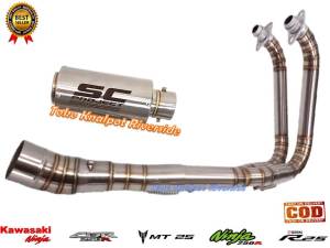 knalpot racing sc project cr-t full stainless steel pnp r25 mt25 cbr250rr ninja 250fi ninja karbu ninja z250 header kolong full cacing suara gahar