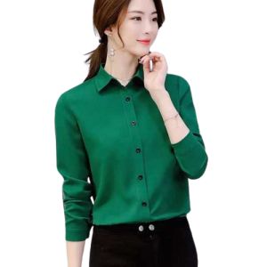 Kemeja formal lengan panjang wanita hijau