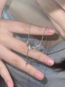 S999 เงินต่างหูแบนAnchorสร้อยคอผู้หญิงHigh-Endรู้สึกข้าวสาลีSpike Clavicle Chainของขวัญวันเกิดใหม่สําหรับหญิง