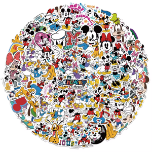 50/100PCS Disney Mickey Mouse Mixed Cartoon Stickers Waterproof Graffiti Phone Laptop Luggage Guitar Notebook Stickers Kids Toy