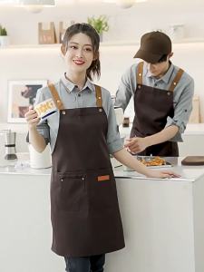 Sleeveless Apron Waterproof Wear-Resistant Apron Adjustable Hanging Neck Apron Large Pocket Restaurant Waiter Work Apron