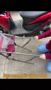 Ghế đi xe máy xếp gọn xe Vision - Mio - Click - Vario - Luvias - Janus  ghế xếp gọn inox có vòng  dây đai