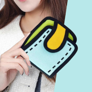 กระเป๋าสตางค์ผ้าใบแบบสั้นสำหรับนักเรียน กระเป๋าใส่บัตรลายการ์ตูนน่ารัก ความจุขนาดใหญ่ กระเป๋าถือผ้าใบ กระเป๋าใส่ของพกพาสะดวก กระเป๋าสตางค์ผู้หญิง