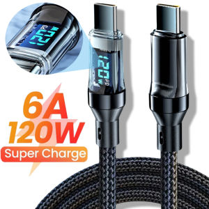 🔥120W Dual USB C Digital Display Cable PD Fast Charging Type C to Type-C Cable For iPhone 15 Pro Max Xiaomi HUAWEI Macbook iPad