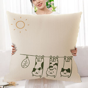 หมอนอิงโซฟาลายการ์ตูนน่ารัก ขนาดใหญ่ 2 ด้าน สำหรับห้องนั่งเล่น หมอนอิงผ้าฝ้ายโพลีเอสเตอร์ หมอนอิงแบบสี่เหลี่ยม หมอนอิงแบบมีโครง