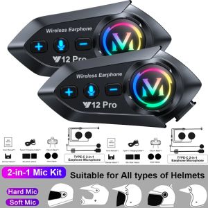 Universal Pair Motorcycle Helmet Intercom Dual-Core 5.4 Chip 500M Distance IPX6 Waterproof Music Sharing Headphone 2 in 1 Mic