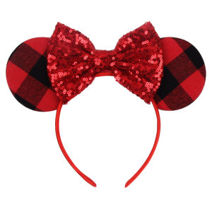 Disney | Cute Sequin Christmas Headband Hairband Soft Bow Mouse Ears Headband DIY New Year Children Headwear Christmas Hair Accessories