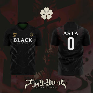 Bandai | 2026 Bandai Black Clover Anime ASTA NO.0 3D Print Football Jersey for Mens Tshirt Summer Sports Casual Tees Kids Kids/Adult Y2k