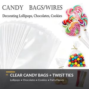 50-500 Chiếc Dài Trong Suốt Túi Cellophane Cho Kẹo Bánh Quy Tặng Bao Bì Trong Suốt Cho Sinh Nhật Đám Cưới Cho Bé Trang Trí Tiệc