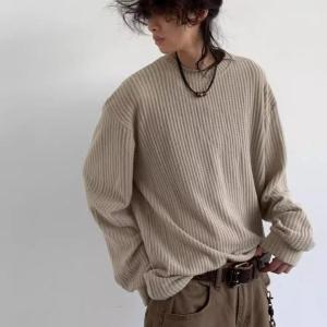 Lazy Style Mens Sweatshirt Spring Autumn round Neck Casual Texture Solid Color Hipster Cityboy T-Shirt Jacket Trendy Long Sleeve