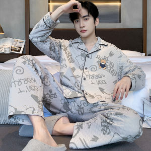 MiiOW | Bộ đồ ngủ cotton dày ba lớp cho nam MiiOW mùa thu đông dài tay quần dài thoải mái mặc nhà