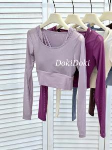 Slimming Yoga Top Womens Mesh Long Sleeve Fitness Sportswear Breathable Quick Dry Ultra Elastic plus Size Gym T-Shirt