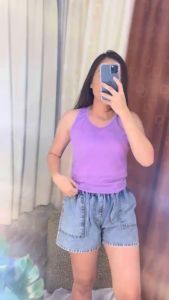 Tanktop Agnes Singlet Wanita / Kaos Dalaman Cewek Polos Melar Premium Dark Grey