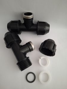 Tê nối ống HDPE DN25x3/4 ren trong 3 đầu | T nối PE siết gioăng chống rò rỉ - Thương hiệu Lesso
