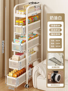 ชั้นวางของแบบพกพา 5 ชั้น ชั้นวางของในห้องนั่งเล่น ชั้นวางของแบบเคลื่อนที่ได้ วัสดุเหล็ก ชั้นวางของแบบไม่ต้องเจาะ